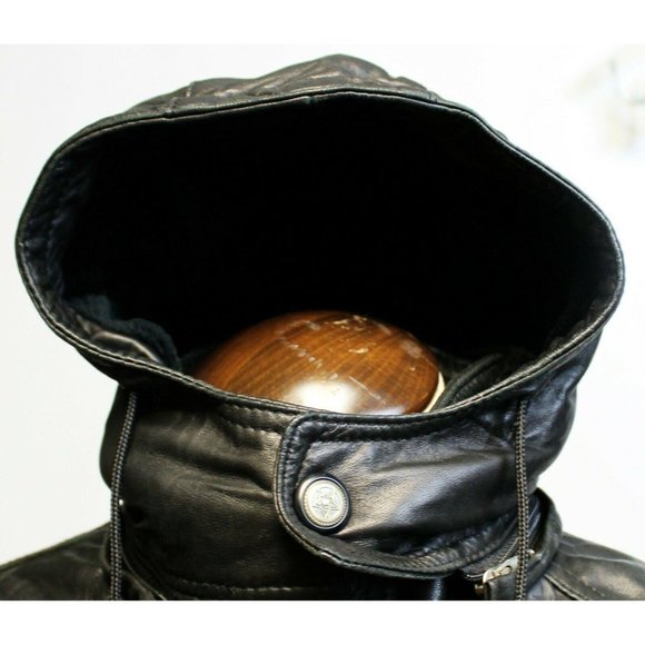 Dimensions New York Black Leather Coat Jacket Buttery Soft Faux Fur Zipper Linin - Picture 3 of 12